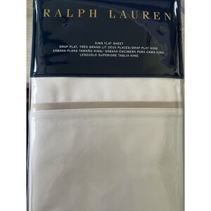 Ralph Lauren Palmer Home Bedding Flat Sheet King White‎ Pale Flannel Grey